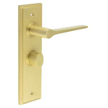 Click Here To Enlarge This Photo Of BUR-20SB-453SB-81SB Frelan Hardware Burlington 'Knightsbridge' Door Handles on 57mm Bathroom Backplate with Satin Brass Turn & Release &lpar;Inner 3&rpar;