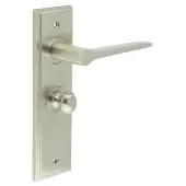 BUR-20SN-453SN-80SN Frelan Hardware Burlington 'Knightsbridge' Door Handles on 57mm Bathroom Backplate with Satin Nickel Turn & Release &lpar;Inner 1&rpar;