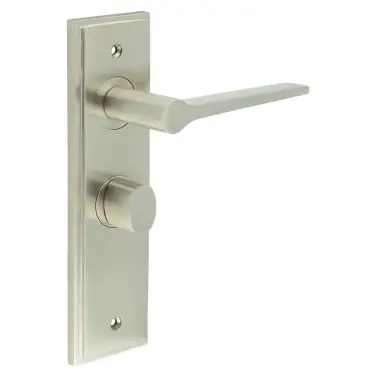 Click Here To Enlarge This Photo Of BUR-20SN-453SN-81SN Frelan Hardware Burlington 'Knightsbridge' Door Handles on 57mm Bathroom Backplate with Satin Nickel Turn & Release &lpar;Inner 3&rpar;