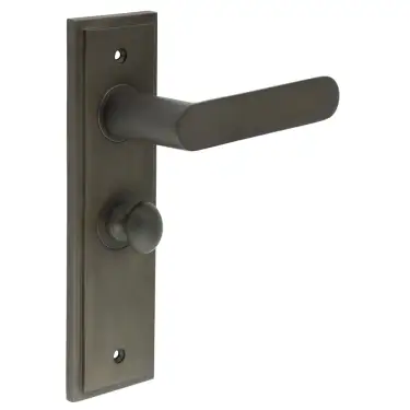 Click Here To Enlarge This Photo Of BUR-25DB-453DB-80DB Frelan Hardware Burlington 'Kensington' Door Handles on 57mm Bathroom Backplate with Dark Bronze Turn & Release &lpar;Inner 1&rpar;