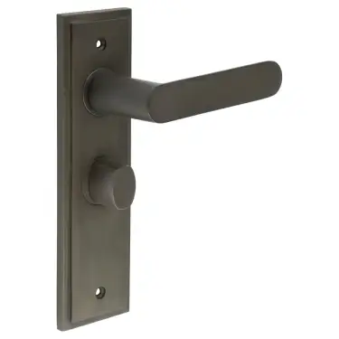 Click Here To Enlarge This Photo Of BUR-25DB-453DB-81DB Frelan Hardware Burlington 'Kensington' Door Handles on 57mm Bathroom Backplate with Dark Bronze Turn & Release &lpar;Inner 3&rpar;