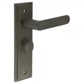 BUR-25DB-453DB-81DB Frelan Hardware Burlington 'Kensington' Door Handles on 57mm Bathroom Backplate with Dark Bronze Turn & Release &lpar;Inner 3&rpar;