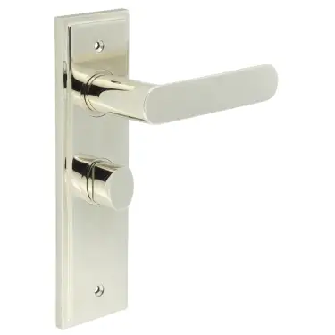 Click Here To Enlarge This Photo Of BUR-25PN-453PN-81PN Frelan Hardware Burlington 'Kensington' Door Handles on 57mm Bathroom Backplate with Polished Nickel Turn & Release &lpar;Inner 3&rpar;