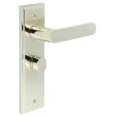 BUR-25PN-453PN-81PN Frelan Hardware Burlington 'Kensington' Door Handles on 57mm Bathroom Backplate with Polished Nickel Turn & Release &lpar;Inner 3&rpar;