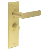 BUR-25SB-453SB-81SB Frelan Hardware Burlington 'Kensington' Door Handles on 57mm Bathroom Backplate with Satin Brass Turn & Release &lpar;Inner 3&rpar;