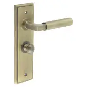 BUR-30AB-453AB-80AB Frelan Hardware Burlington 'Westminster' Door Handles on 57mm Bathroom Backplate with Antique Brass Turn & Release &lpar;Inner 1&rpar;