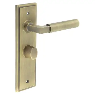Click Here To Enlarge This Photo Of BUR-30AB-453AB-81AB Frelan Hardware Burlington 'Westminster' Door Handles on 57mm Bathroom Backplate with Antique Brass Turn & Release &lpar;Inner 3&rpar;