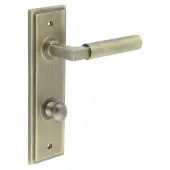 BUR-30AB-456AB-80AB Frelan Hardware Burlington 'Westminster' Door Handles on 78mm DIN Bathroom Backplate with Antique Brass Turn & Release &lpar;Inner 1&rpar;