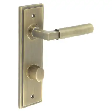 Click Here To Enlarge This Photo Of BUR-30AB-456AB-81AB Frelan Hardware Burlington 'Westminster' Door Handles on 78mm DIN Bathroom Backplate with Antique Brass Turn & Release &lpar;Inner 3&rpar;