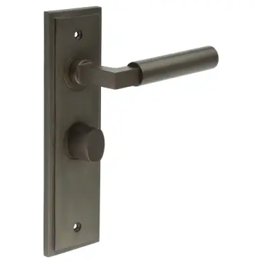Click Here To Enlarge This Photo Of BUR-30DB-453DB-81DB Frelan Hardware Burlington 'Westminster' Door Handles on 57mm Bathroom Backplate with Dark Bronze Turn & Release &lpar;Inner 3&rpar;