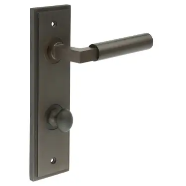 Click Here To Enlarge This Photo Of BUR-30DB-456DB-80DB Frelan Hardware Burlington 'Westminster' Door Handles on 78mm DIN Bathroom Backplate with Dark Bronze Turn & Release &lpar;Inner 1&rpar;