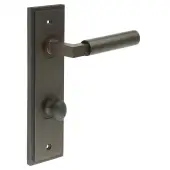 BUR-30DB-456DB-80DB Frelan Hardware Burlington 'Westminster' Door Handles on 78mm DIN Bathroom Backplate with Dark Bronze Turn & Release &lpar;Inner 1&rpar;