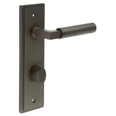 Click Here To Enlarge This Photo Of BUR-30DB-456DB-81DB Frelan Hardware Burlington 'Westminster' Door Handles on 78mm DIN Bathroom Backplate with Dark Bronze Turn & Release &lpar;Inner 3&rpar;