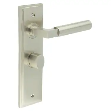 Click Here To Enlarge This Photo Of BUR-30SN-453SN-81SN Frelan Hardware Burlington 'Westminster' Door Handles on 57mm Bathroom Backplate with Satin Nickel Turn & Release &lpar;Inner 3&rpar;