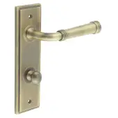 BUR-35AB-456AB-80AB Frelan Hardware Burlington 'Highgate' Door Handles on 78mm DIN Bathroom Backplate with Antique Brass Turn & Release &lpar;Inner 1&rpar;