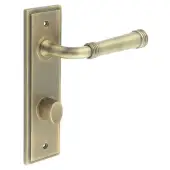 BUR-35AB-456AB-81AB Frelan Hardware Burlington 'Highgate' Door Handles on 78mm DIN Bathroom Backplate with Antique Brass Turn & Release &lpar;Inner 3&rpar;