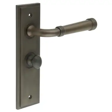 Click Here To Enlarge This Photo Of BUR-35DB-453DB-80DB Frelan Hardware Burlington 'Highgate' Door Handles on 57mm Bathroom Backplate with Dark Bronze Turn & Release &lpar;Inner 1&rpar;