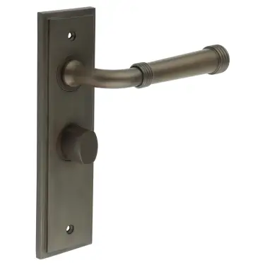 Click Here To Enlarge This Photo Of BUR-35DB-453DB-81DB Frelan Hardware Burlington 'Highgate' Door Handles on 57mm Bathroom Backplate with Dark Bronze Turn & Release &lpar;Inner 3&rpar;