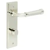 BUR-35PN-456PN-81PN Frelan Hardware Burlington 'Highgate' Door Handles on 78mm DIN Bathroom Backplate with Polished Nickel Turn & Release &lpar;Inner 3&rpar;