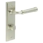 BUR-35SN-456SN-81SN Frelan Hardware Burlington 'Highgate' Door Handles on 78mm DIN Bathroom Backplate with Satin Nickel Turn & Release &lpar;Inner 3&rpar;