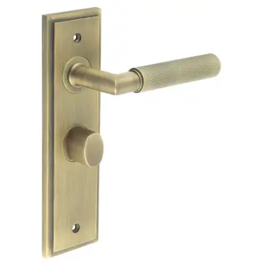 Click Here To Enlarge This Photo Of BUR-40AB-453AB-81AB Frelan Hardware Burlington 'Piccadilly' Door Handles on 57mm Bathroom Backplate with Antique Brass Turn & Release &lpar;Inner 3&rpar;