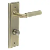 BUR-40AB-456AB-80AB Frelan Hardware Burlington 'Piccadilly' Door Handles on 78mm DIN Bathroom Backplate with Antique Brass Turn & Release &lpar;Inner 1&rpar;