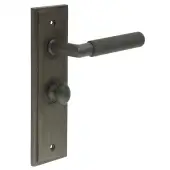 BUR-40DB-453DB-80DB Frelan Hardware Burlington 'Piccadilly' Door Handles on 57mm Bathroom Backplate with Dark Bronze Turn & Release &lpar;Inner 1&rpar;