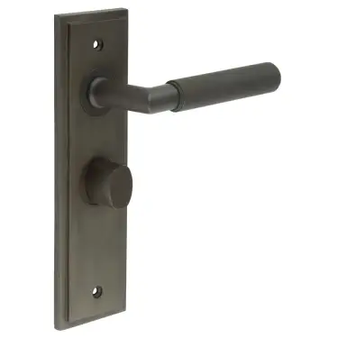 Click Here To Enlarge This Photo Of BUR-40DB-453DB-81DB Frelan Hardware Burlington 'Piccadilly' Door Handles on 57mm Bathroom Backplate with Dark Bronze Turn & Release &lpar;Inner 3&rpar;