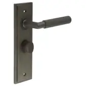 BUR-40DB-453DB-81DB Frelan Hardware Burlington 'Piccadilly' Door Handles on 57mm Bathroom Backplate with Dark Bronze Turn & Release &lpar;Inner 3&rpar;