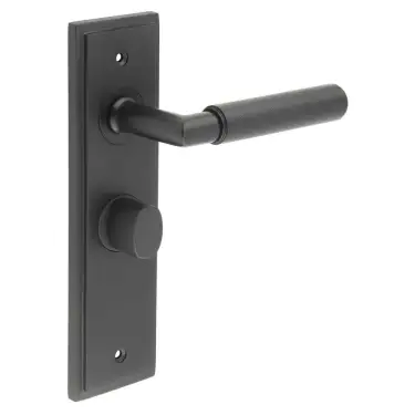 Click Here To Enlarge This Photo Of BUR-40MB-453MB-81MB Frelan Hardware Burlington 'Piccadilly' Door Handles on 57mm Bathroom Backplate with Matt Black Turn & Release &lpar;Inner 3&rpar;