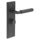 BUR-40MB-453MB-81MB Frelan Hardware Burlington 'Piccadilly' Door Handles on 57mm Bathroom Backplate with Matt Black Turn & Release &lpar;Inner 3&rpar;
