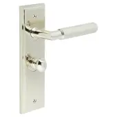 BUR-40PN-453PN-80PN Frelan Hardware Burlington 'Piccadilly' Door Handles on 57mm Bathroom Backplate with Polished Nickel Turn & Release &lpar;Inner 1&rpar;