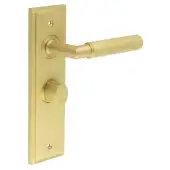 BUR-40SB-453SB-81SB Frelan Hardware Burlington 'Piccadilly' Door Handles on 57mm Bathroom Backplate with Satin Brass Turn & Release &lpar;Inner 3&rpar;