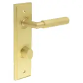 BUR-40SB-456SB-81SB Frelan Hardware Burlington 'Piccadilly' Door Handles Bathroom 78mm DIN Backplate with Satin Brass Turn & Release &lpar;Inner 3&rpar;