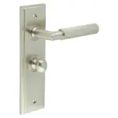 BUR-40SN-453SN-80SN Frelan Hardware Burlington 'Piccadilly' Door Handles on 57mm Bathroom Backplate with Satin Nickel Turn & Release &lpar;Inner 1&rpar;