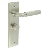 BUR-40SN-453SN-81SN Frelan Hardware Burlington 'Piccadilly' Door Handles on 57mm Bathroom Backplate with Satin Nickel Turn & Release &lpar;Inner 3&rpar;