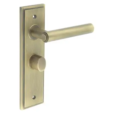 Click Here To Enlarge This Photo Of BUR-45AB-453AB-81AB Frelan Hardware Burlington 'Richmond' Door Handles on 57mm Bathroom Backplate with Antique Brass Turn & Release &lpar;Inner 3&rpar;