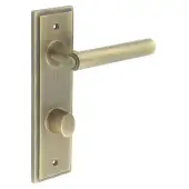 BUR-45AB-456AB-81AB Frelan Hardware Burlington 'Richmond' Door Handles on 78mm DIN Bathroom Backplate with Antique Brass Turn & Release &lpar;Inner 3&rpar;