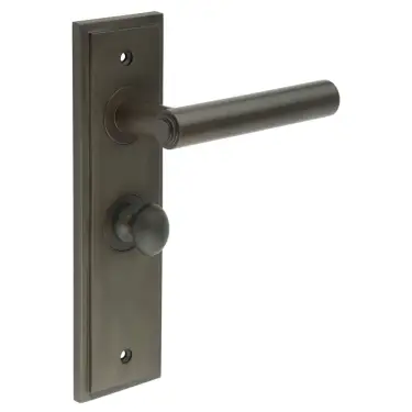 Click Here To Enlarge This Photo Of BUR-45DB-453DB-80DB Frelan Hardware Burlington 'Richmond' Door Handles on 57mm Bathroom Backplate with Dark Bronze Turn & Release &lpar;Inner 1&rpar;