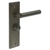 BUR-45DB-453DB-80DB Frelan Hardware Burlington 'Richmond' Door Handles on 57mm Bathroom Backplate with Dark Bronze Turn & Release &lpar;Inner 1&rpar;