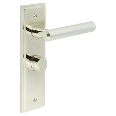 Click Here To Enlarge This Photo Of BUR-45PN-453PN-81PN Frelan Hardware Burlington 'Richmond' Door Handles on 57mm Bathroom Backplate with Polished Nickel Turn & Release &lpar;Inner 3&rpar;