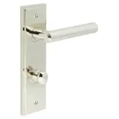 BUR-45PN-456PN-80PN Frelan Hardware Burlington 'Richmond' Door Handles on 78mm DIN Bathroom Backplate with Polished Nickel Turn & Release &lpar;Inner 1&rpar;