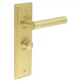 BUR-45SB-453SB-80SB Frelan Hardware Burlington 'Richmond' Door Handles on 57mm Bathroom Backplate with Satin Brass Turn & Release &lpar;Inner 1&rpar;