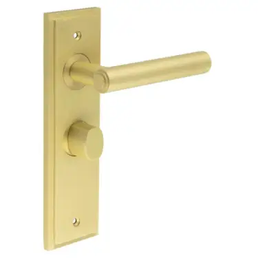 Click Here To Enlarge This Photo Of BUR-45SB-453SB-81SB Frelan Hardware Burlington 'Richmond' Door Handles on 57mm Bathroom Backplate with Satin Brass Turn & Release &lpar;Inner 3&rpar;