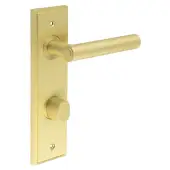 BUR-45SB-456SB-81SB Frelan Hardware Burlington 'Richmond' Door Handles on 78mm DIN Bathroom Backplate with Satin Brass Turn & Release &lpar;Inner 3&rpar;