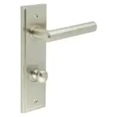 BUR-45SN-456SN-80SN Frelan Hardware Burlington 'Richmond' Door Handles on 78mm DIN Bathroom Backplate with Satin Nickel Turn & Release &lpar;Inner 1&rpar;