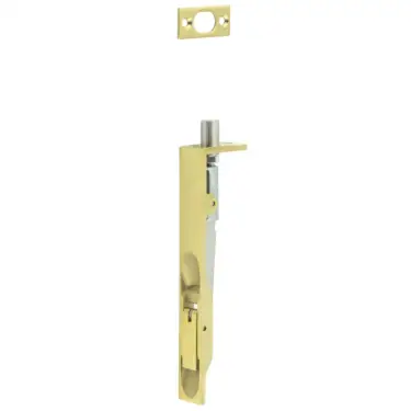 Click Here To Enlarge This Photo Of JSS50PVD Frelan Hardware Polished Brass &lpar;SS&rpar; Lever Action Flush Bolt 150mm x 20mm Square Forend
