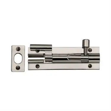 Click Here To Enlarge This Photo Of C1592 4-PNF Heritage Brass Door Bolt Necked 4 x 1&period;25 Polished Nickel finish