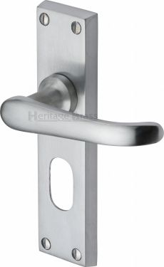 Click Here To Enlarge This Photo Of V725-SC Heritage Brass Door Handle For Oval Profile Plate Windsor Design Satin Chrome Finish