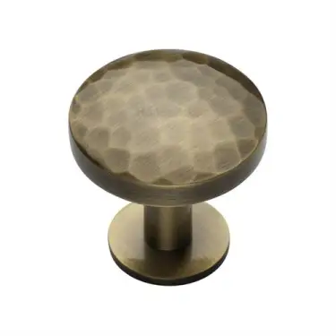 Click Here To Enlarge This Photo Of C3876 32-AT Heritage Brass Cabinet Knob Round Hammered Design with Rose 32mm Antique Brass finish
